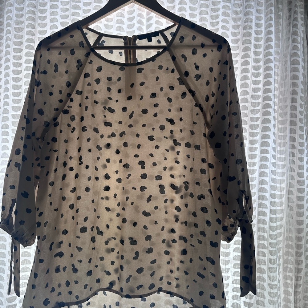 Papermoon Sheer Tan Blouse with Black Dots